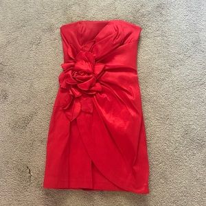 Red Strapless Homecoming Dress